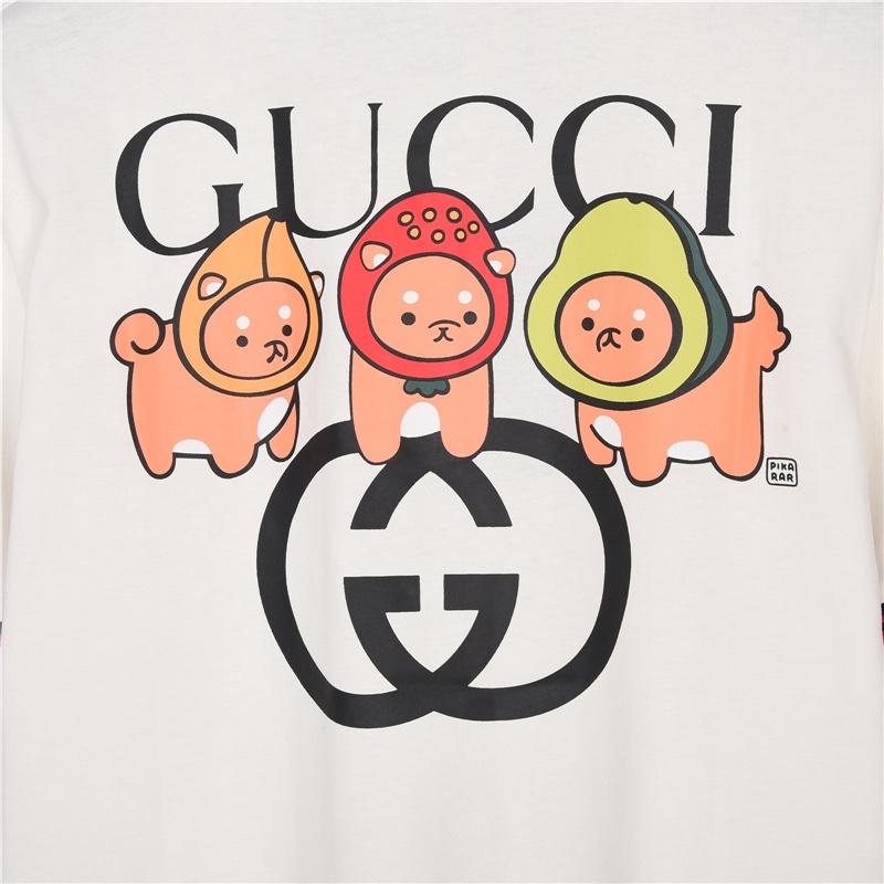 220 Gucci/古驰 23ss logo刺绣及动物印花Polo衫