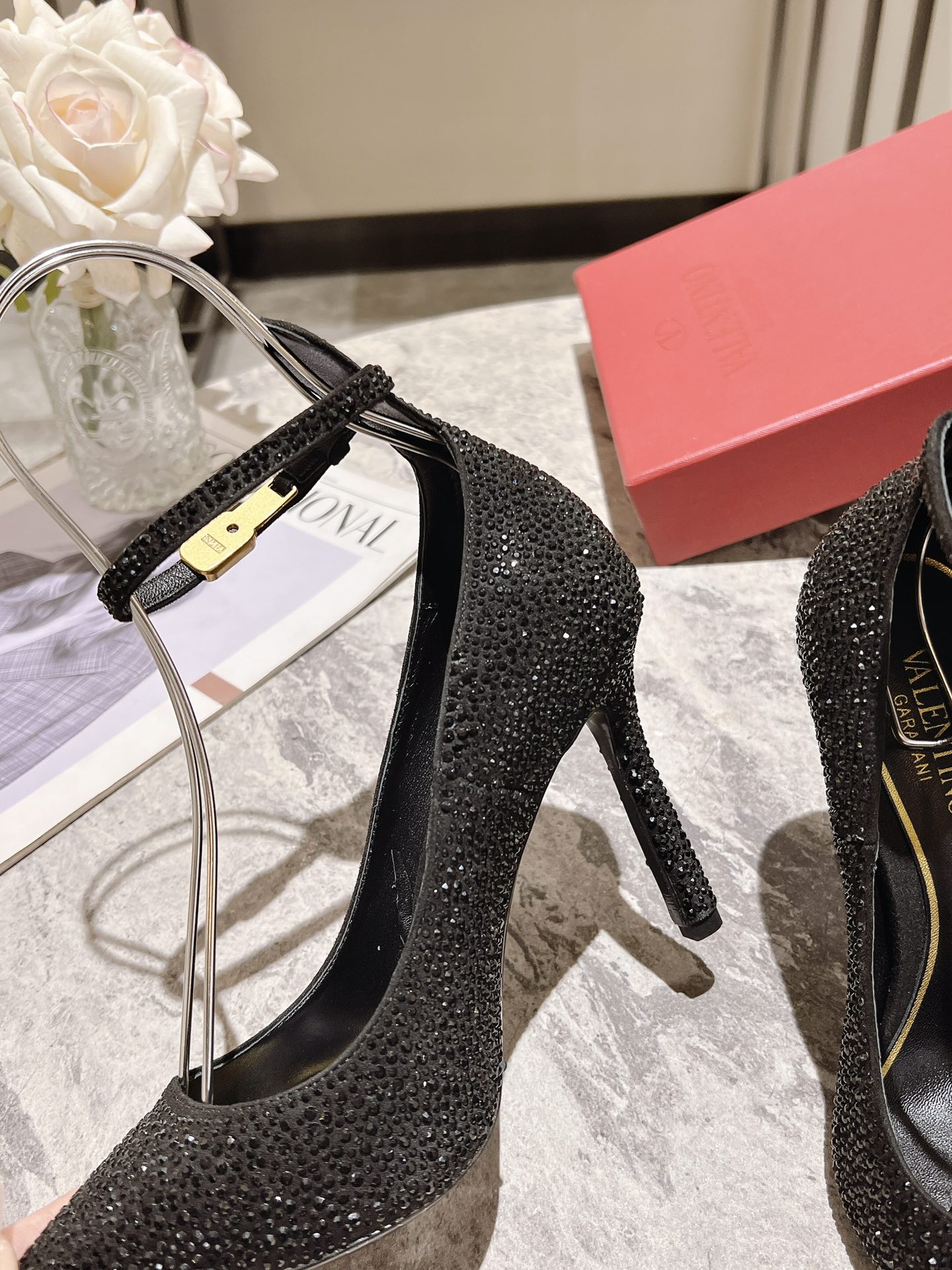 VALENTINO Women's Pointed Toe Crystal Embellished Stiletto Heel Pumps 7 i1680167316 3309 6