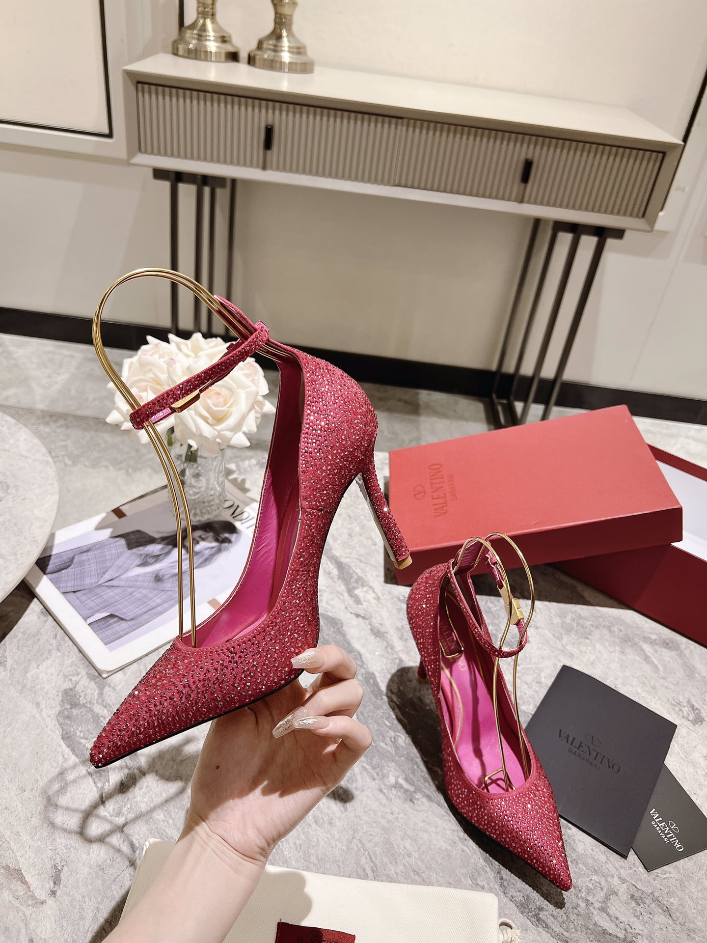 Valentino Women's Crystal Embellished Pointed Toe Heels 4 i1680168010 1718 1