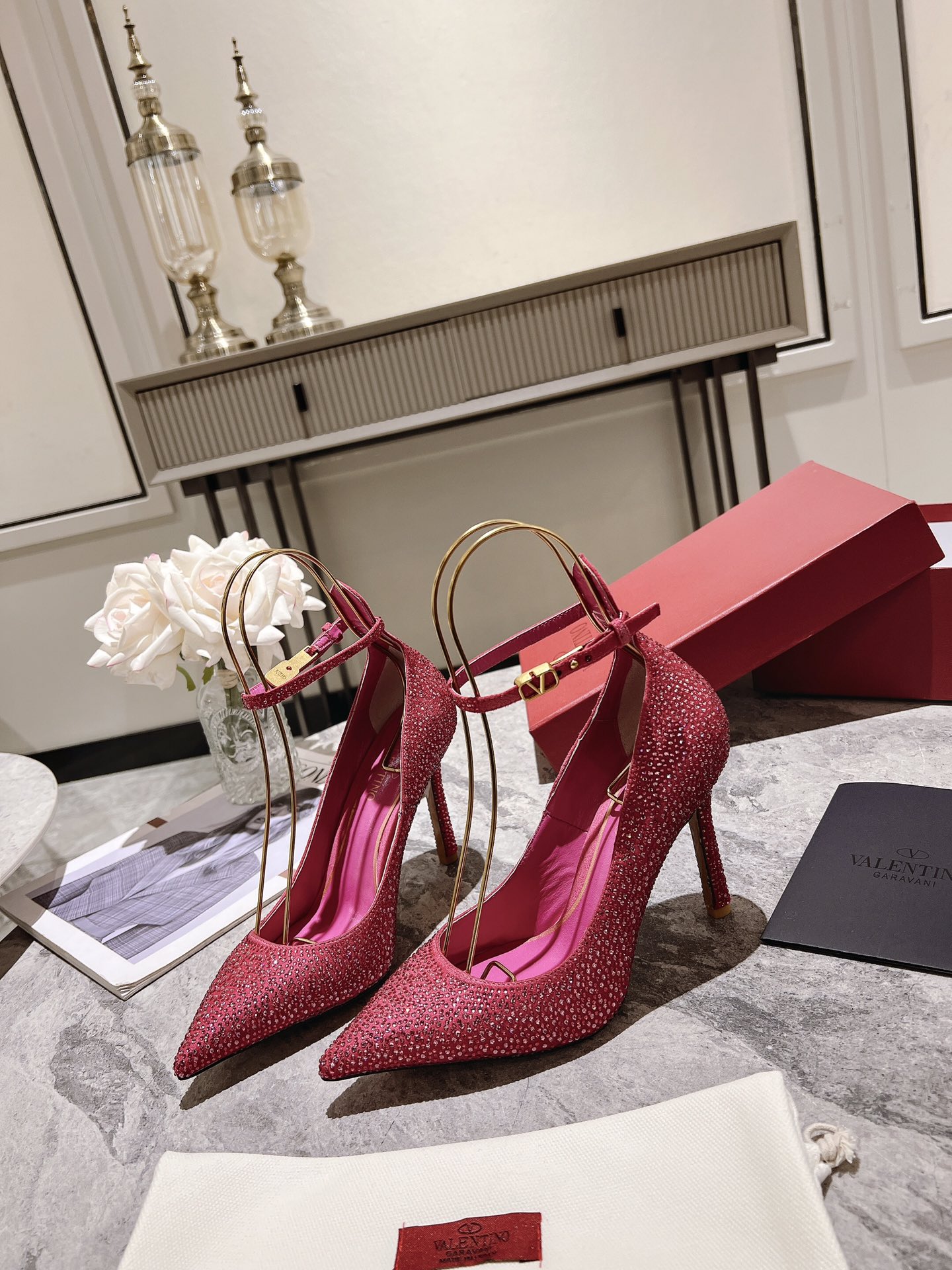 Valentino Women's Crystal Embellished Pointed Toe Heels 6 i1680168010 5217 6