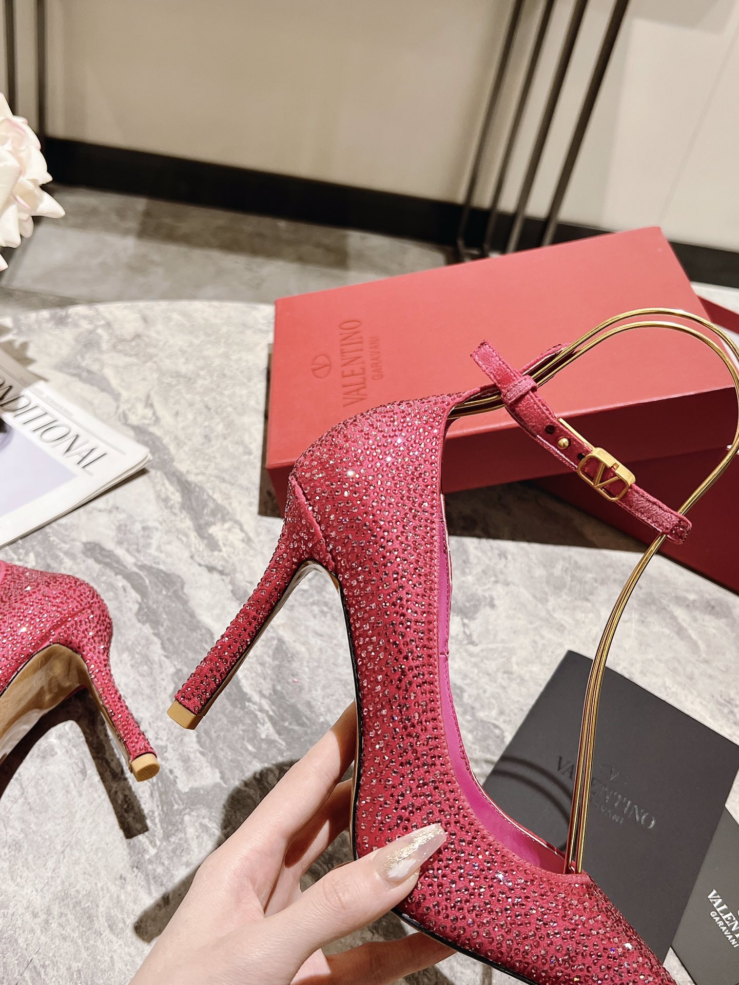 Valentino Women's Crystal Embellished Pointed Toe Heels 8 i1680168010 6246 5