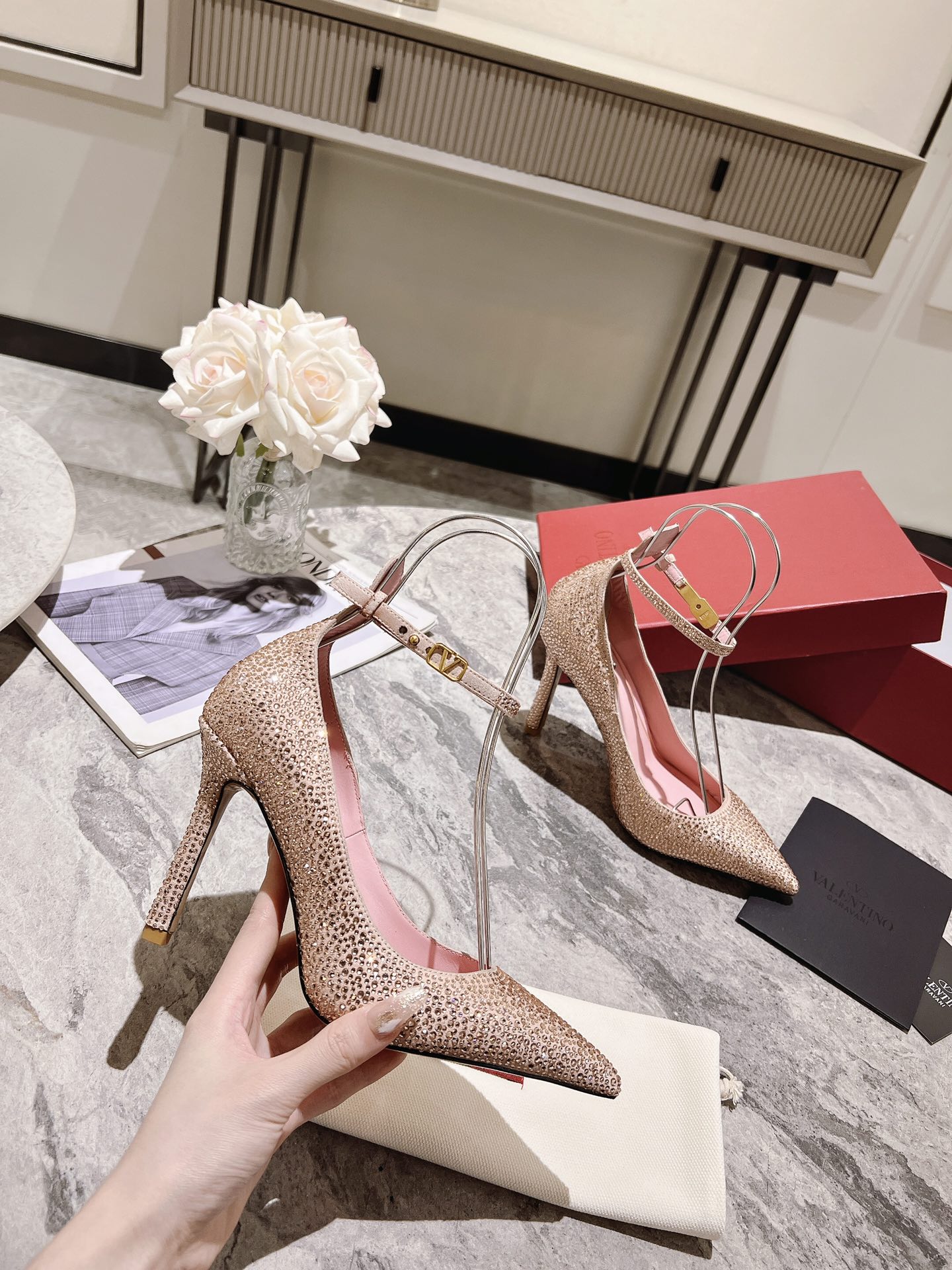 Valentino Women's Pointed Toe Crystal Embellished High Heel Pumps 3 i1680168091 6767 0