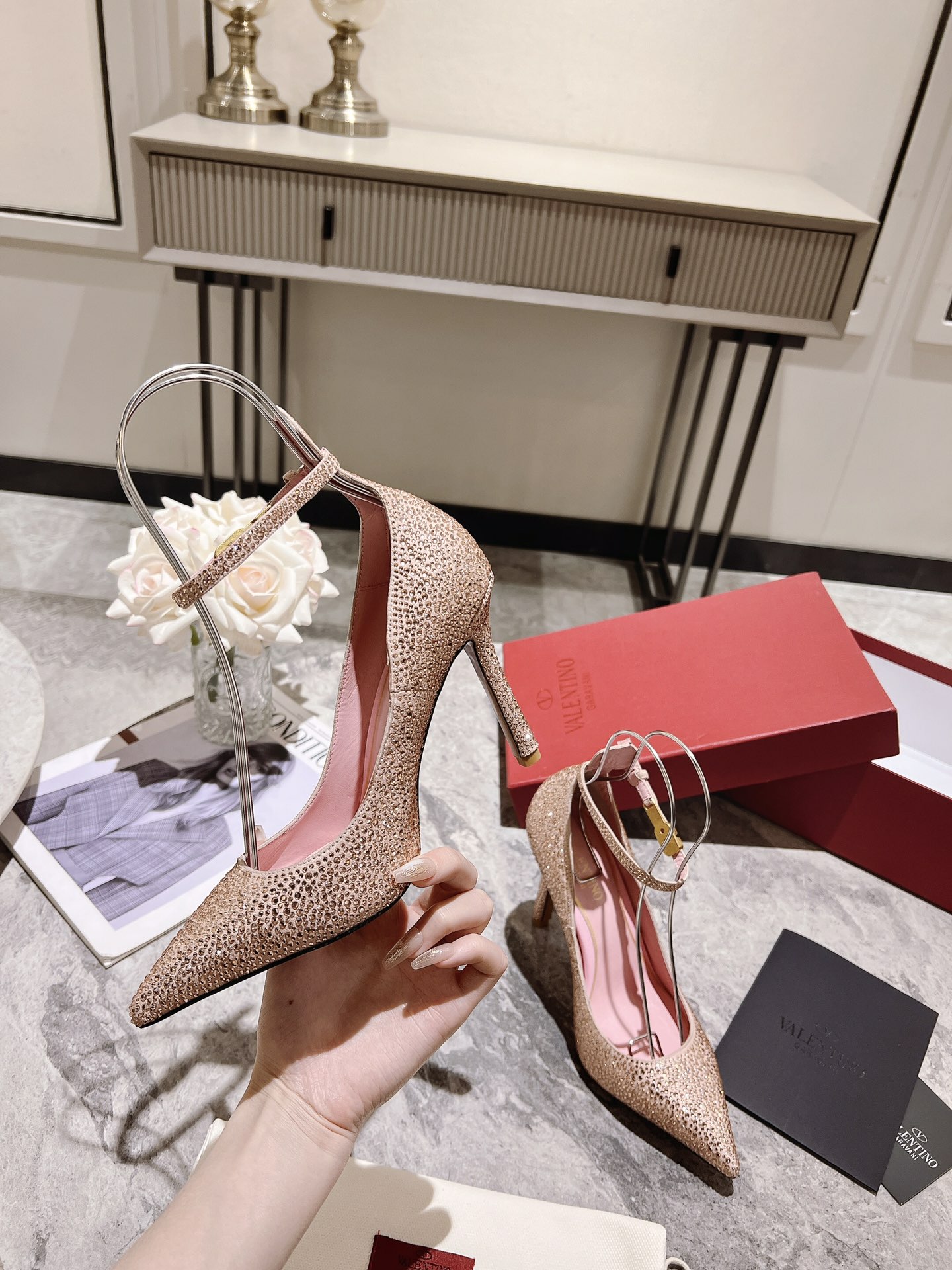 Valentino Women's Pointed Toe Crystal Embellished High Heel Pumps 4 i1680168091 9284 1