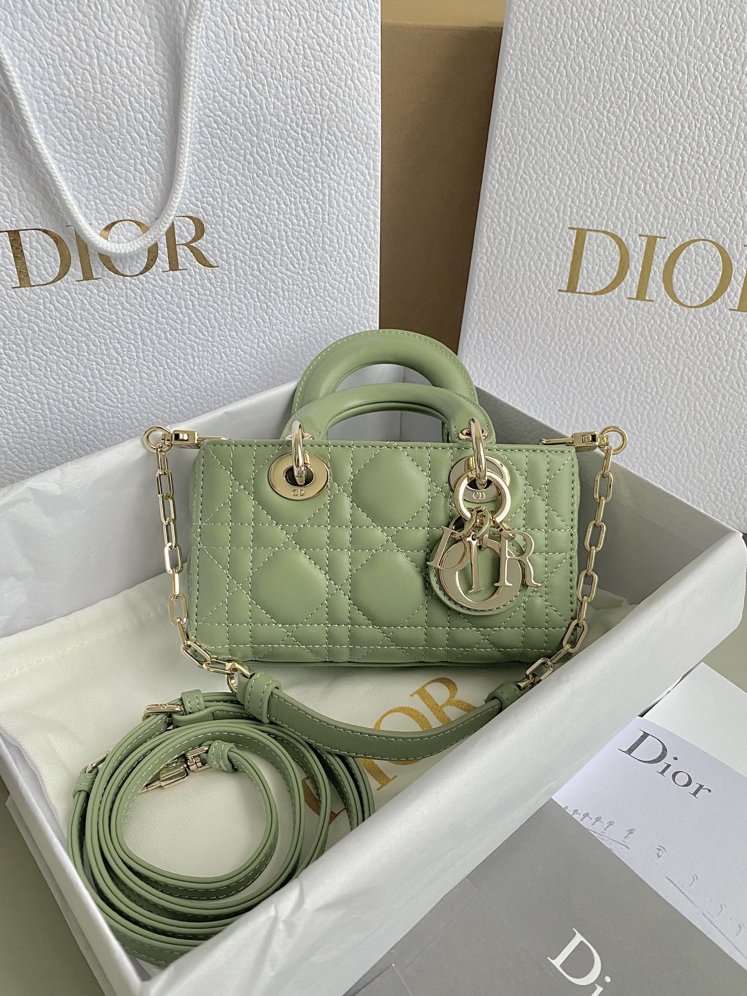 Dior 梦幻绿 超迷你𝗗-𝗝𝗼𝘆 𝗯𝗮𝗴七夕爱心款 果然就是轮回 回归了一把中古戴妃长方包形