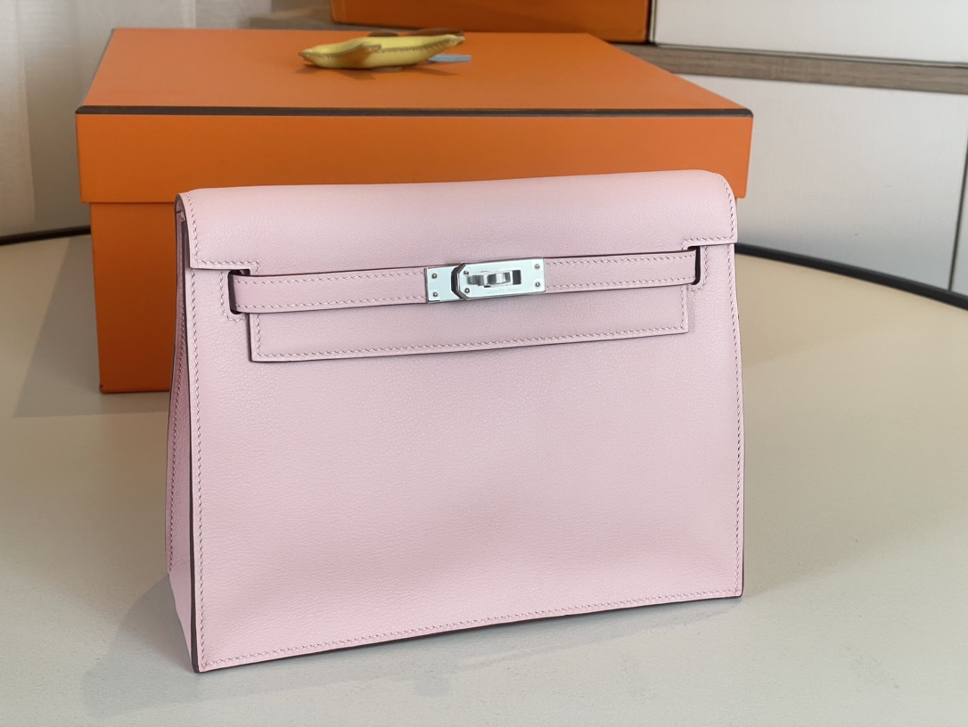 Hermes Kelly Handbags Crossbody & Shoulder Bags Pink Silver Hardware