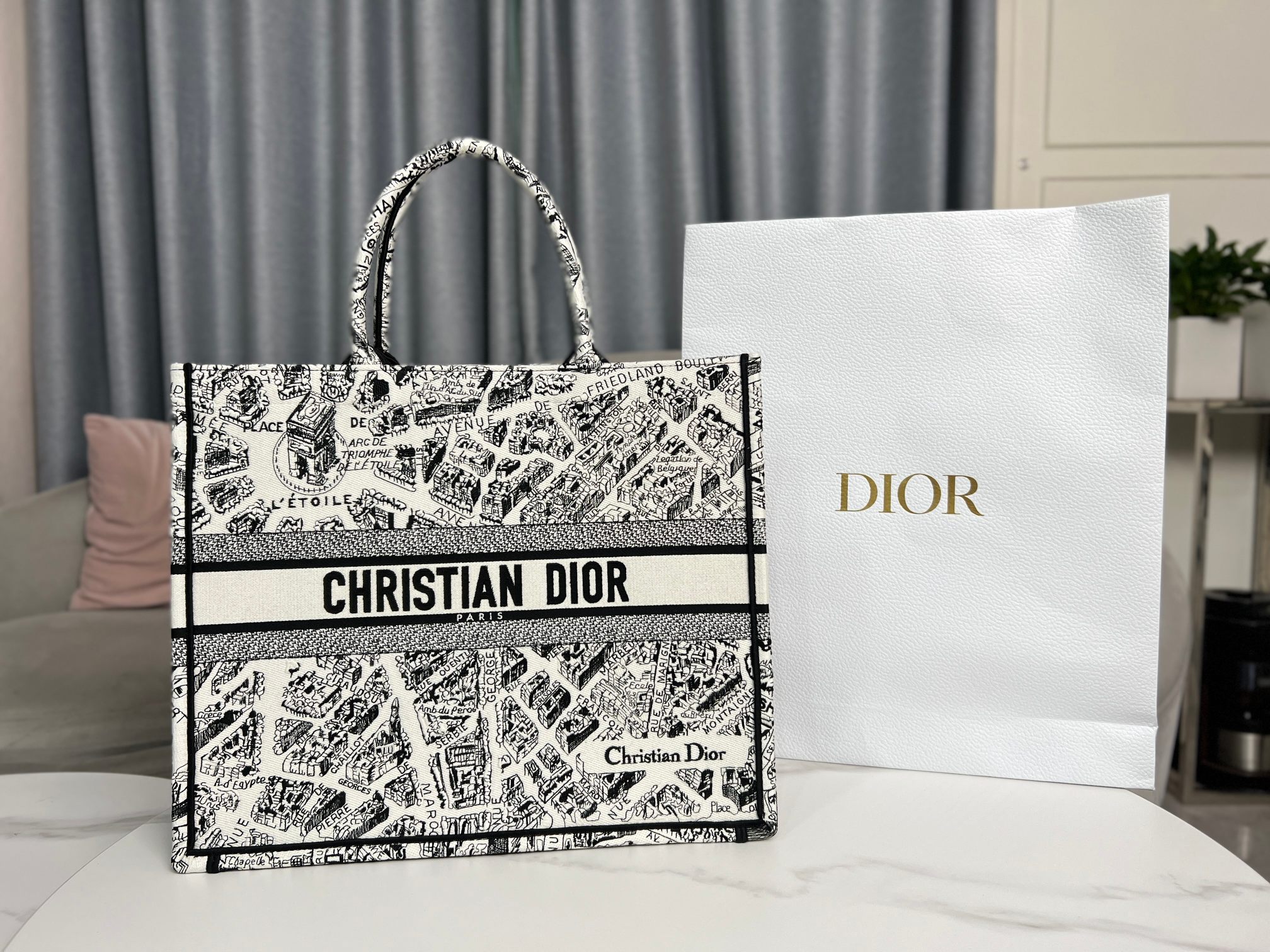 Buy First Copy Replica
 Dior Book Tote Handbags Tote Bags Black White Embroidery