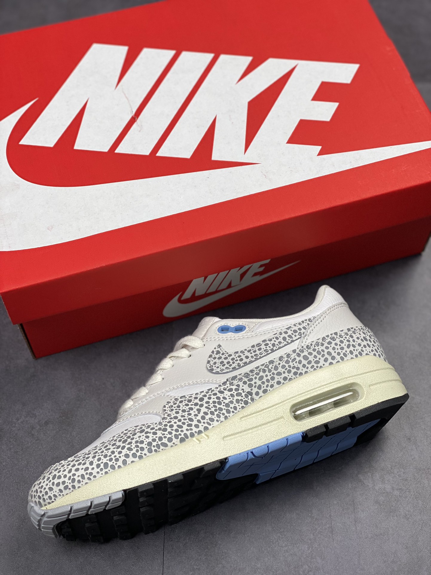 220 Nike Air Max 1 PRM 灰白石斑纹 复古休闲跑步鞋 FB5059-100
