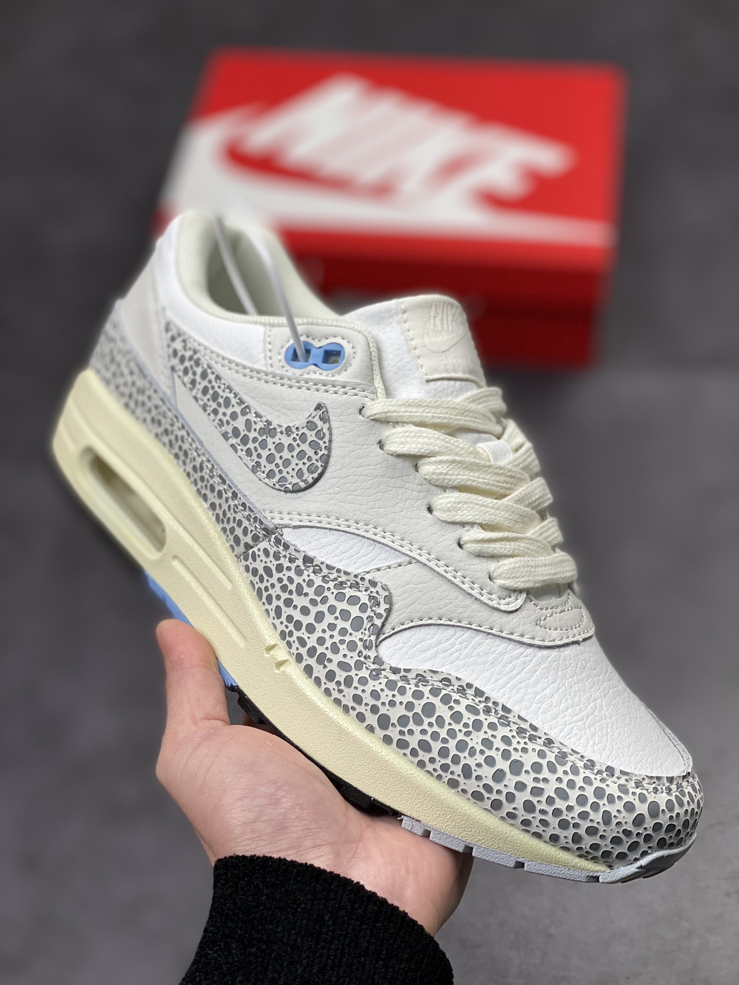 220 Nike Air Max 1 PRM 灰白石斑纹 复古休闲跑步鞋 FB5059-100