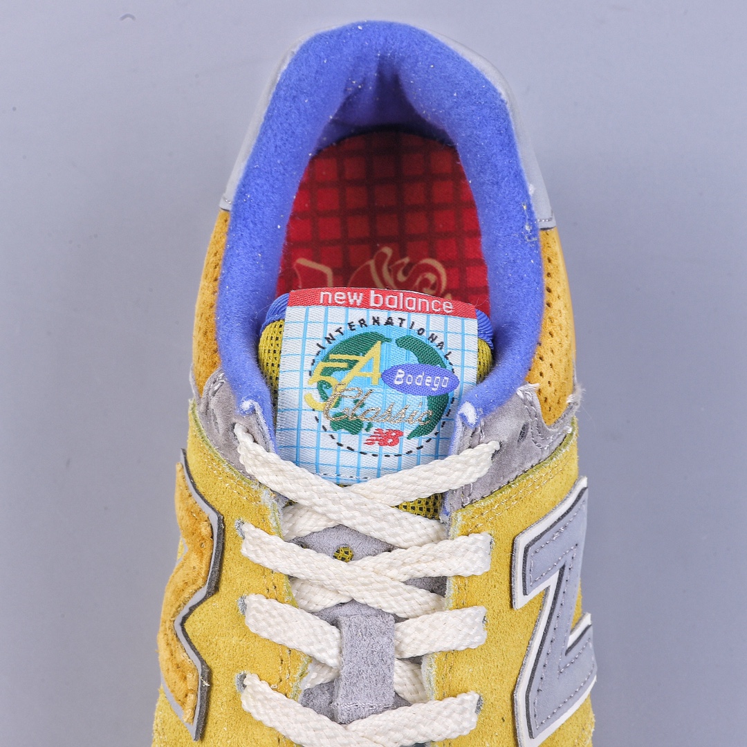 Bodega x NB 574 upgraded series low-top retro casual sports jogging shoes ”bright yellow sapphire blue silver” U574LGB1