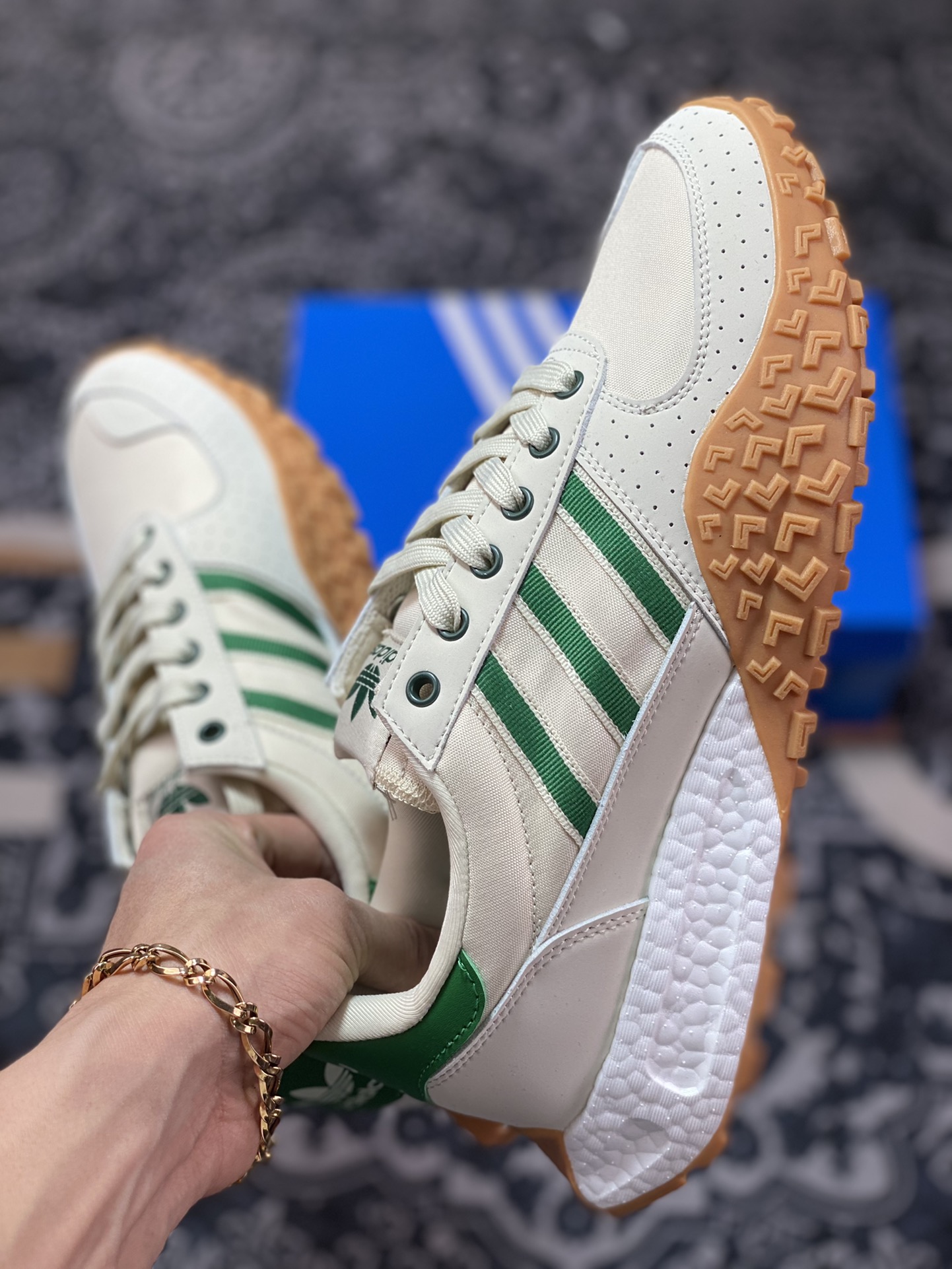 Adidas Retropy Boost E5 WRP E5 Second Generation Series Retro Racing Jogging Shoes ”Leather Beige Grass Green” HP2193