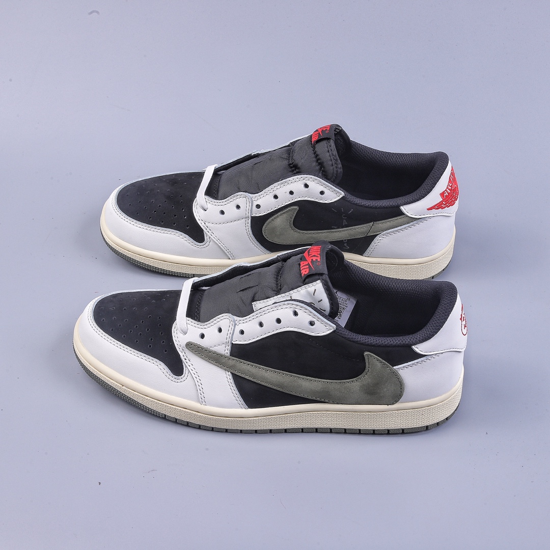 N version Travis Scott x Air Jordan AJ1 Low OG SP TS joint white black green barb low help DZ4137-106