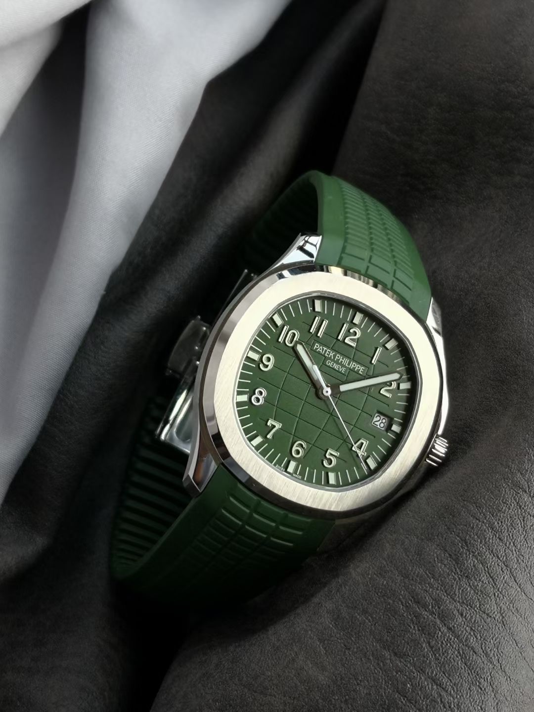 Patek Philippe Aquanaut Orologio da Polso Verde Khaki Gomma Cinturino in gomma