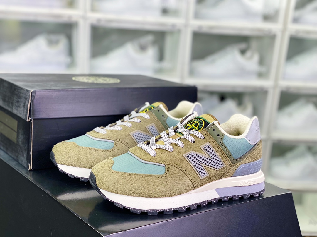 Stone Island x [NBNew Balance] U574 upgraded version series low-cut jogging shoes ”Co-branded Army Green Gray” U574LGST