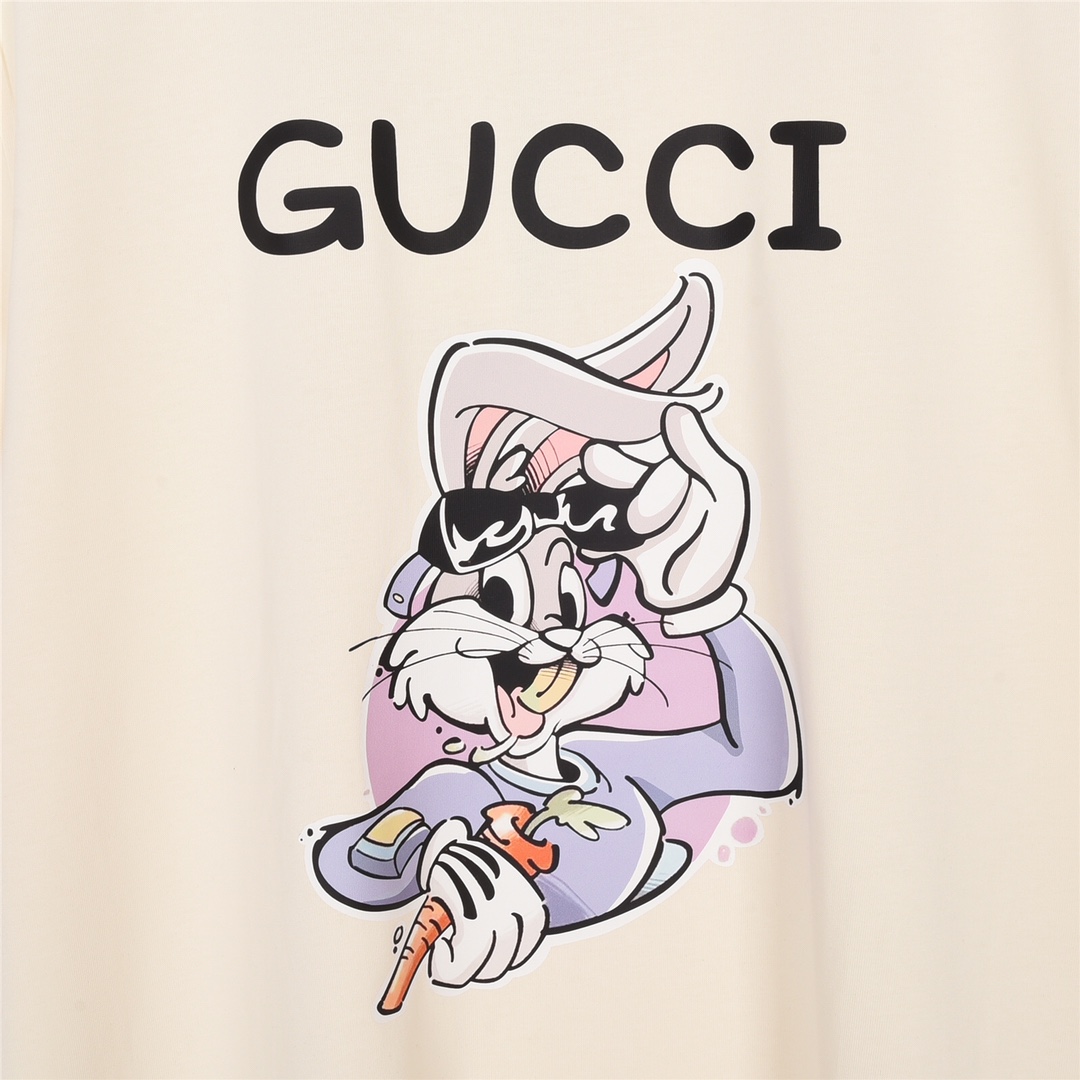 上新170 GUCCI 古驰 23Fw兔年限定 美女兔印花短袖