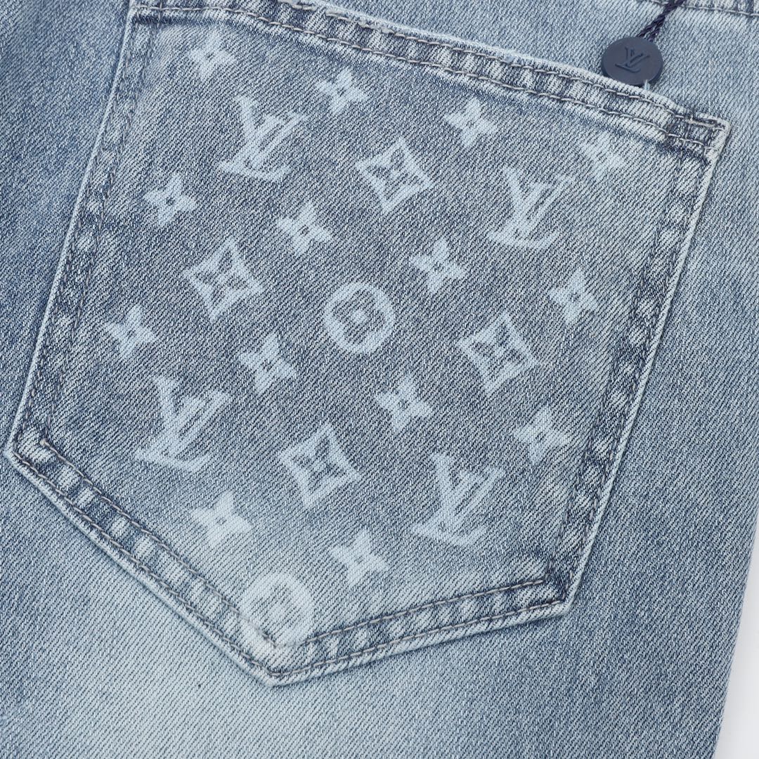 LouisVuitton/路易威登 背后口袋满印LOGO牛仔裤