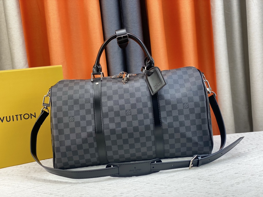 Louis Vuitton LV Keepall Bolsos de mano Damier Graphite Lona N41418