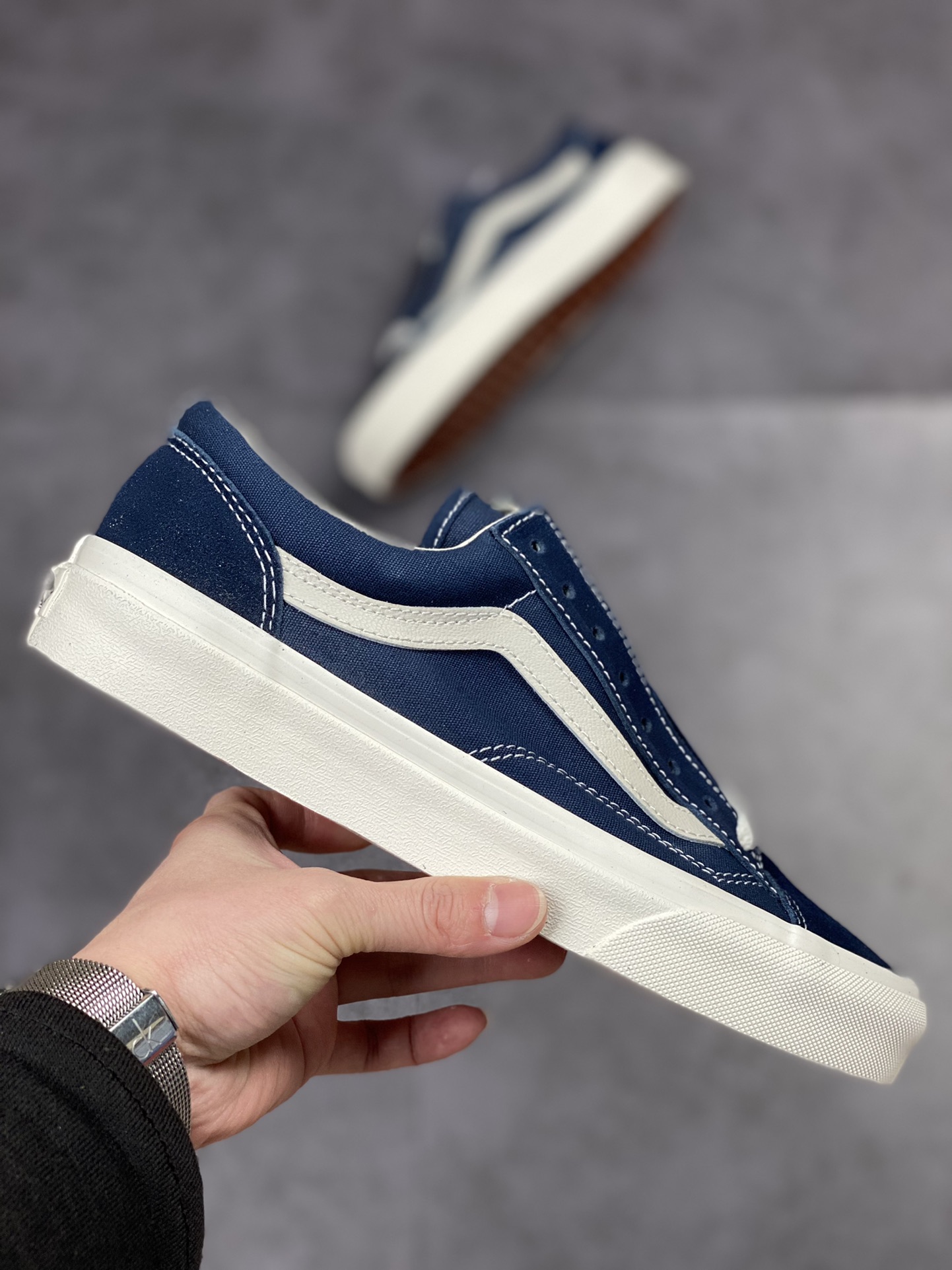 Vans Style 36 Deep Blue Quan Zhilong same style small toe low-top vulcanized sneakers VN0A3DZ3RFL