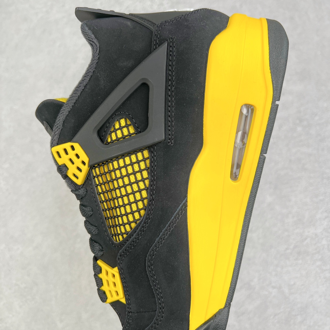 图片[7]-💰460 ＃GX Air Jordan AJ4 Retro 黑黄雷公 DH6927-017 圈内最强四代 独家外贸特供尺码含 45.5 49.5 50.5 耗时半年巨作 全套原纸板楦头开发 原厂特供皮料加持 确保原汁原味 完美呈现四代版型 一比一鞋头弧度高度鞋身弧度 数据细节工艺流程均保持原鞋一致 原厂TPU网格鞋带扣 正确内里网布 菱角分明不变形无多余毛边 柔软性质感一致于原鞋 市场唯一原厂鞋扣模具 背面可见隐藏注塑口 原厂织唛标 原厂飞人电绣工艺 尾指中部跳三针 独家绑鞋带手法 印刷中底布 四线拉帮 米色美纹纸贴合固定 进口港宝加持 后跟自然饱满 全鞋荧光划线卡点 追求极致完美 每一双都是工艺品 多重QC质检 超越公司货的品控标准 实实在在的免检产品 尺码：40 40.5 41 42 42.5 43 44 44.5 45 45.5 46 47.5 48.5 49.5 50.5 编码：by5936030-运动鞋