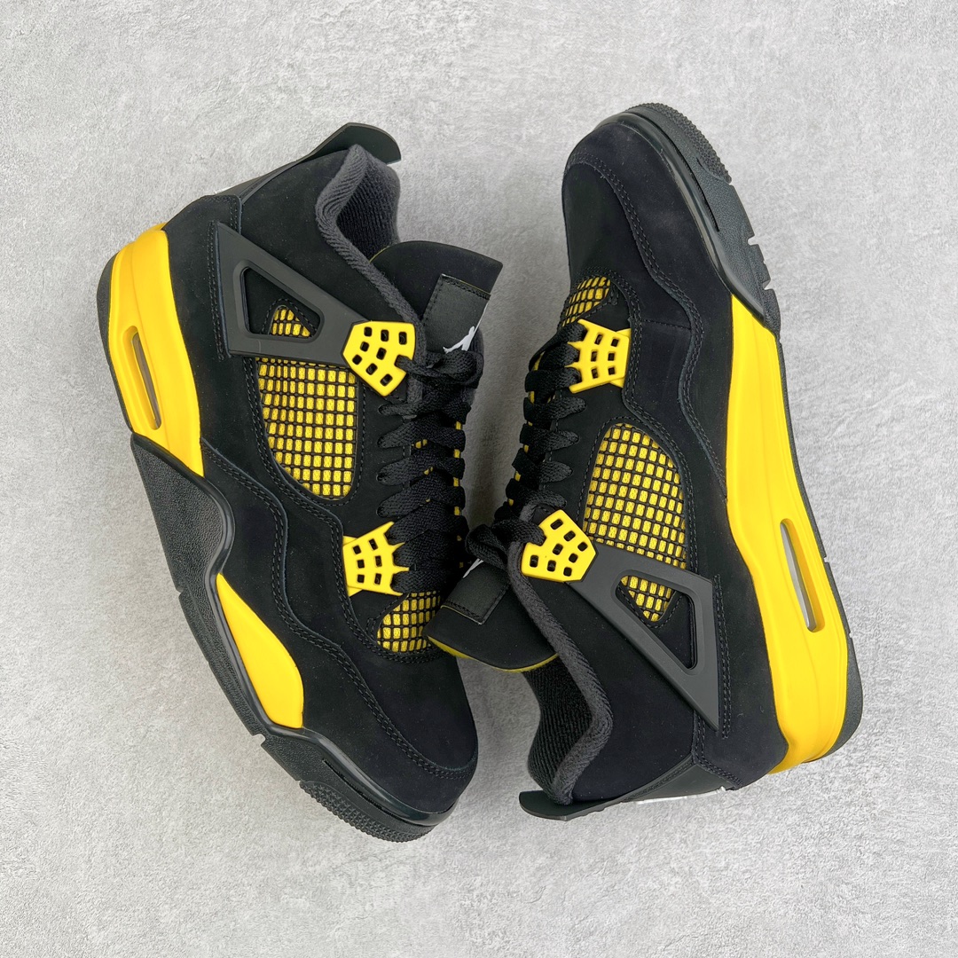 图片[3]-💰460 ＃GX Air Jordan AJ4 Retro 黑黄雷公 DH6927-017 圈内最强四代 独家外贸特供尺码含 45.5 49.5 50.5 耗时半年巨作 全套原纸板楦头开发 原厂特供皮料加持 确保原汁原味 完美呈现四代版型 一比一鞋头弧度高度鞋身弧度 数据细节工艺流程均保持原鞋一致 原厂TPU网格鞋带扣 正确内里网布 菱角分明不变形无多余毛边 柔软性质感一致于原鞋 市场唯一原厂鞋扣模具 背面可见隐藏注塑口 原厂织唛标 原厂飞人电绣工艺 尾指中部跳三针 独家绑鞋带手法 印刷中底布 四线拉帮 米色美纹纸贴合固定 进口港宝加持 后跟自然饱满 全鞋荧光划线卡点 追求极致完美 每一双都是工艺品 多重QC质检 超越公司货的品控标准 实实在在的免检产品 尺码：40 40.5 41 42 42.5 43 44 44.5 45 45.5 46 47.5 48.5 49.5 50.5 编码：by5936030-运动鞋