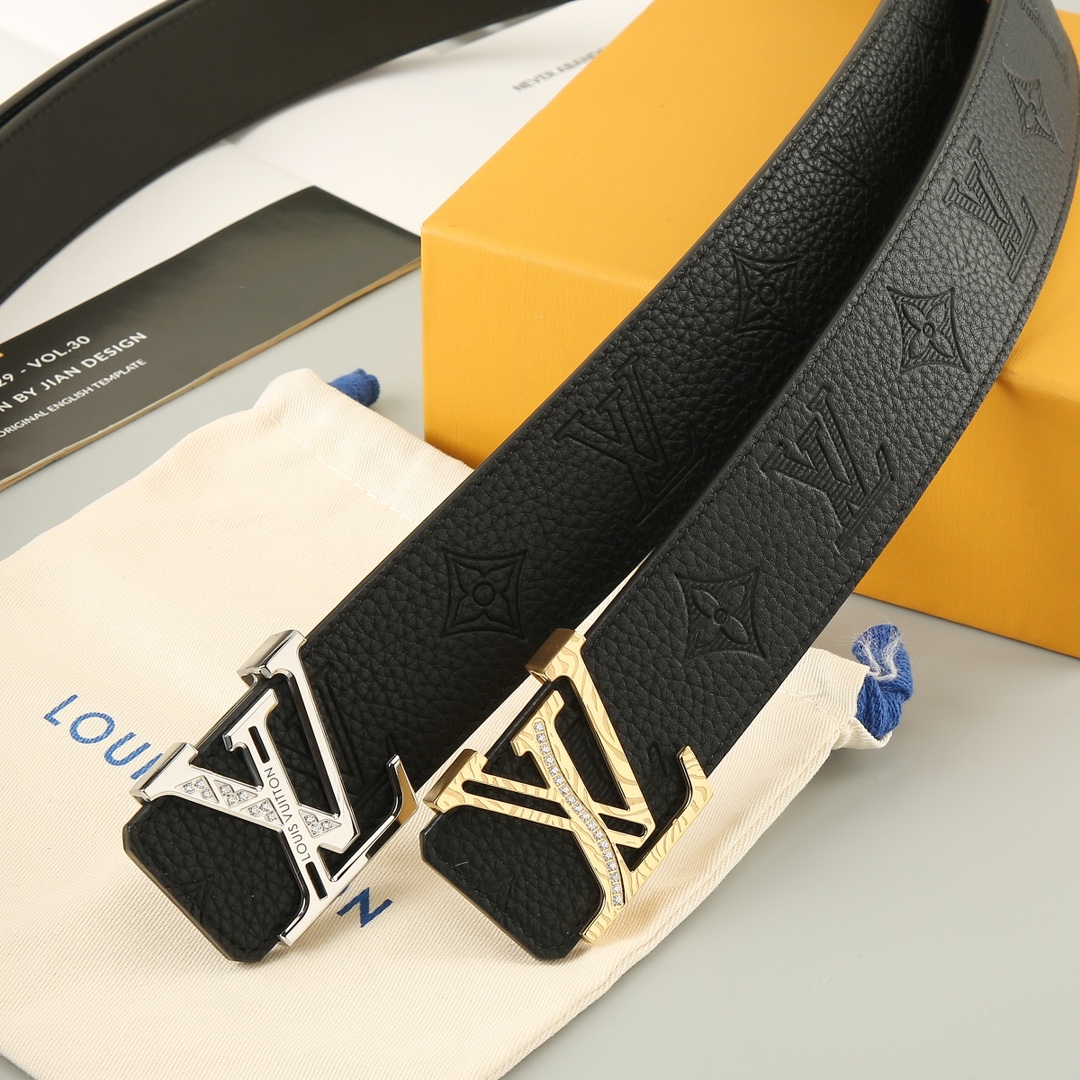 LV代工厂货品4.0宽度可验货正品一体铸造镶钻五金原厂头层牛皮