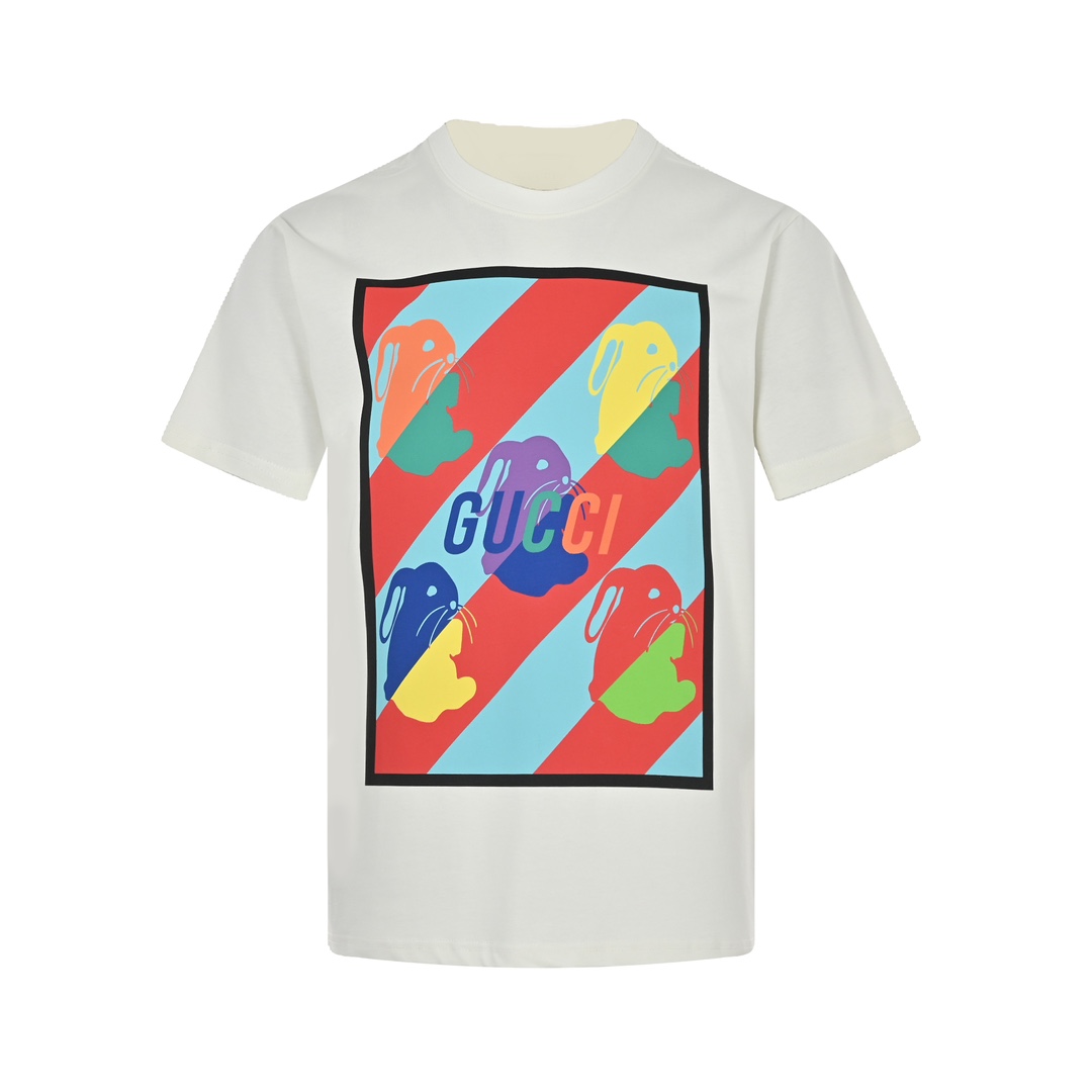 Gucci Odzież T-Shirt Kolor moreli Drukowanie Unisex Kolekcja wiosenno-letnia Fashion Krótki rękaw