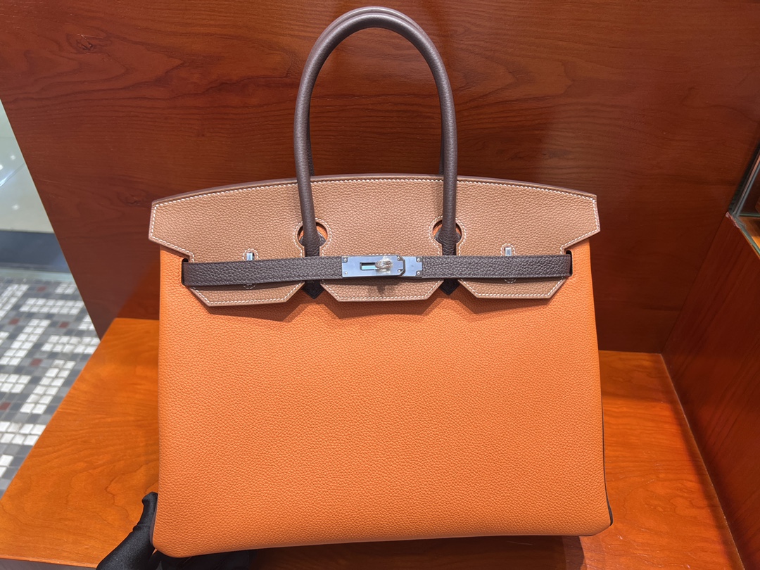 Where To Buy The Best Replica
 Hermes Birkin Bags Handbags Brown Chocolate color Coffee Color Gold Orange