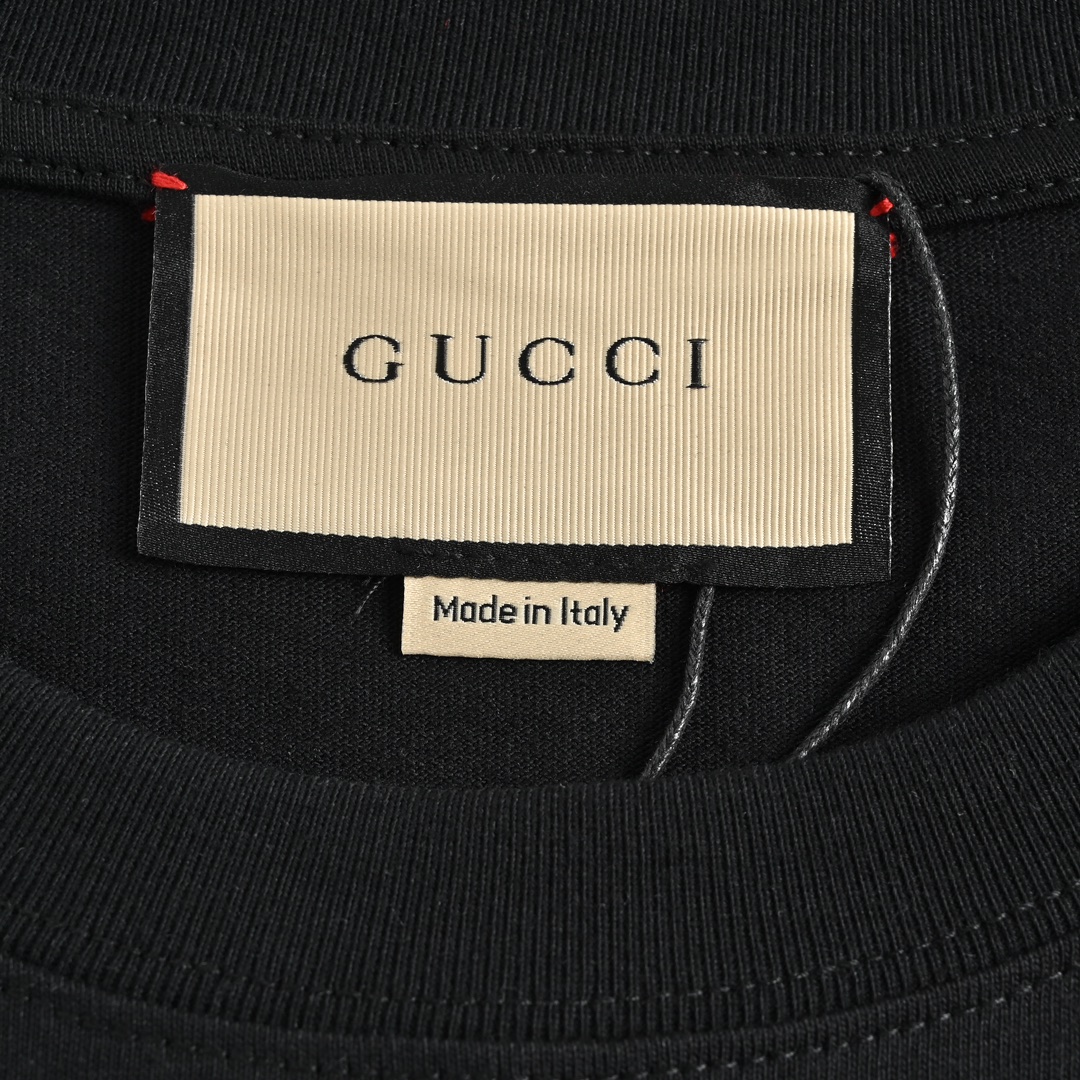 Gucci/古驰 23ss 双G互扣拼色logo印花短袖