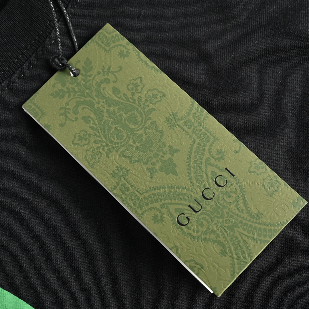 Gucci/古驰 23ss 双G互扣拼色logo印花短袖