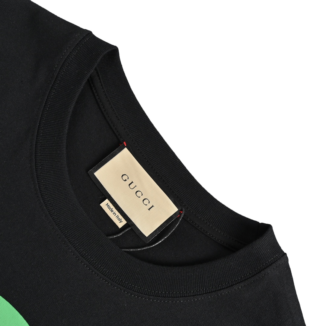 Gucci/古驰 23ss 双G互扣拼色logo印花短袖