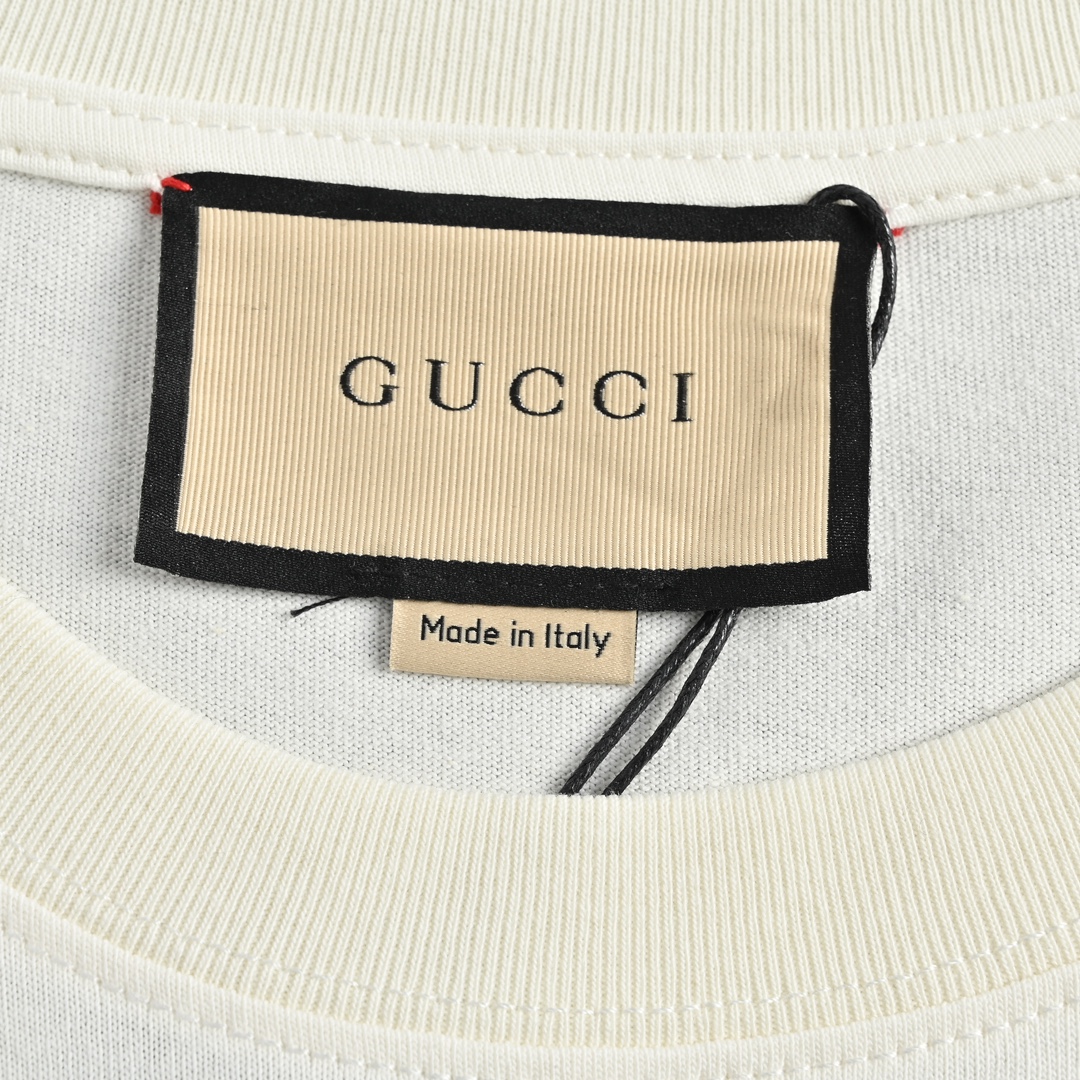 Gucci/古驰 23ss 双G互扣拼色logo印花短袖