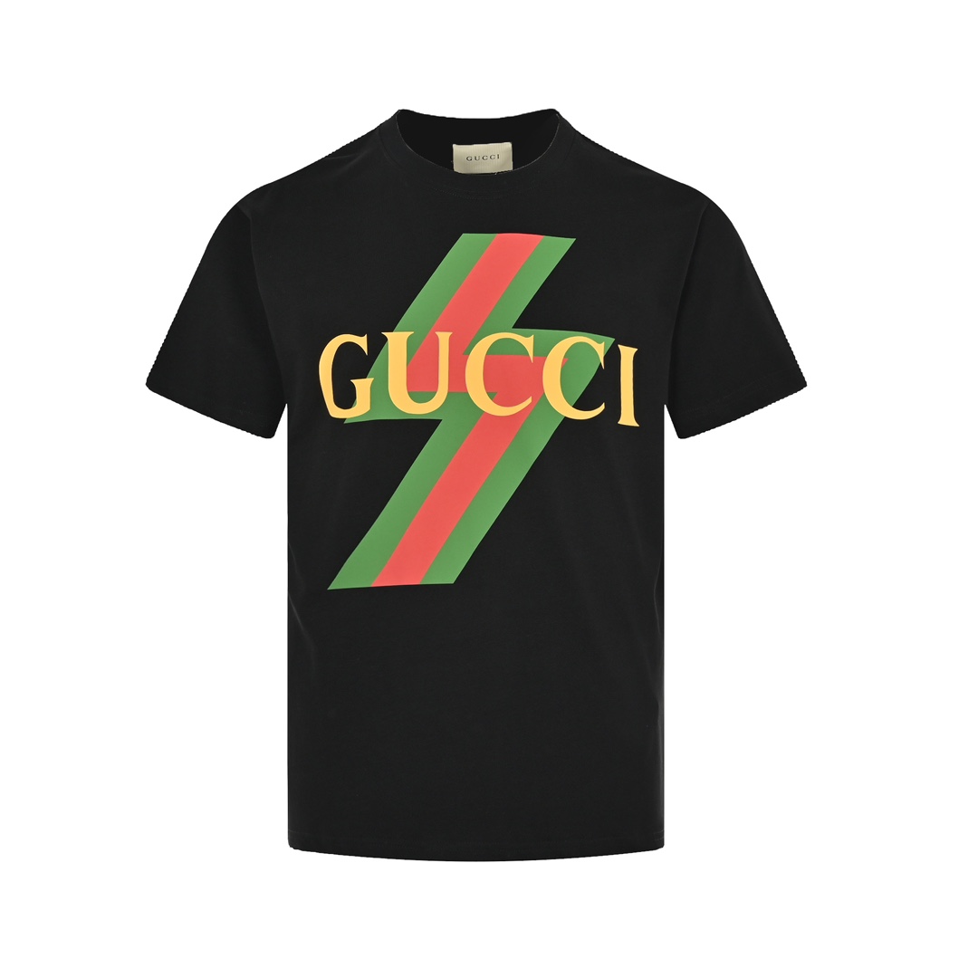 Kup 1: 1
 Gucci Odzież T-Shirt Zielony Czerwony Drukowanie Unisex Bawełna Krótki rękaw