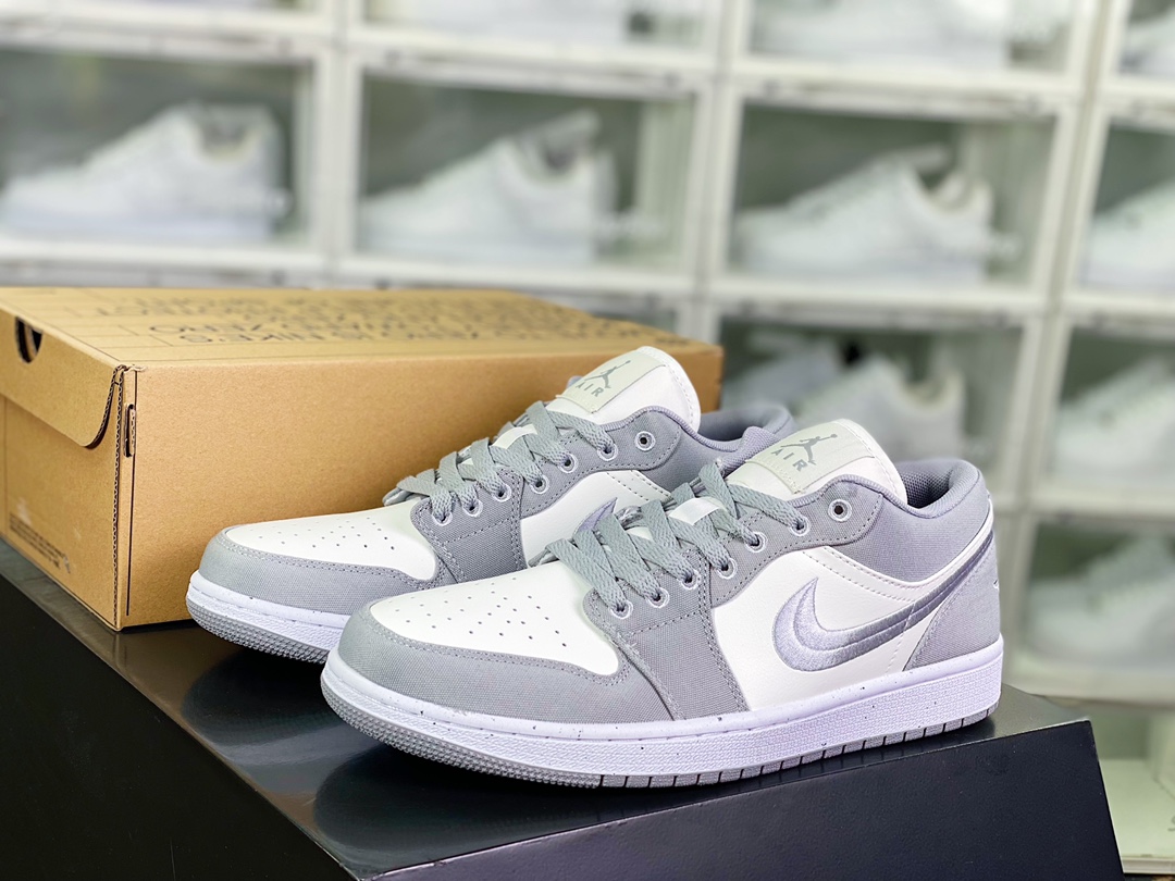 200  Air Jordan 1 Retro Low SE”Light Steel Grey”AJ1乔丹一代低帮篮球鞋“帆布烟灰白刺绣”DV0426-012