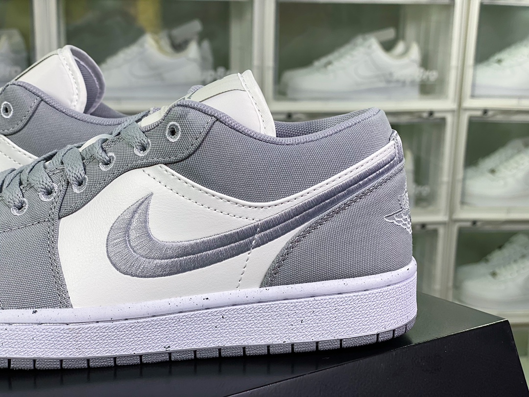 200  Air Jordan 1 Retro Low SE”Light Steel Grey”AJ1乔丹一代低帮篮球鞋“帆布烟灰白刺绣”DV0426-012