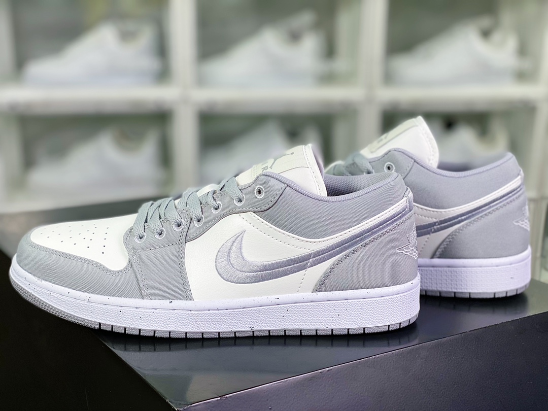 200  Air Jordan 1 Retro Low SE”Light Steel Grey”AJ1乔丹一代低帮篮球鞋“帆布烟灰白刺绣”DV0426-012