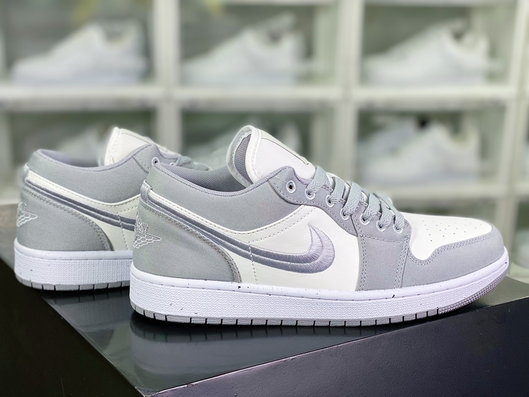200  Air Jordan 1 Retro Low SE”Light Steel Grey”AJ1乔丹一代低帮篮球鞋“帆布烟灰白刺绣”DV0426-012