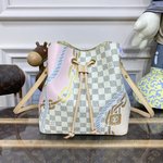 Louis Vuitton LV NeoNoe Bags Handbags Shop the Best High Quality
 White Printing Damier Azur Canvas Summer Collection Chains N40474