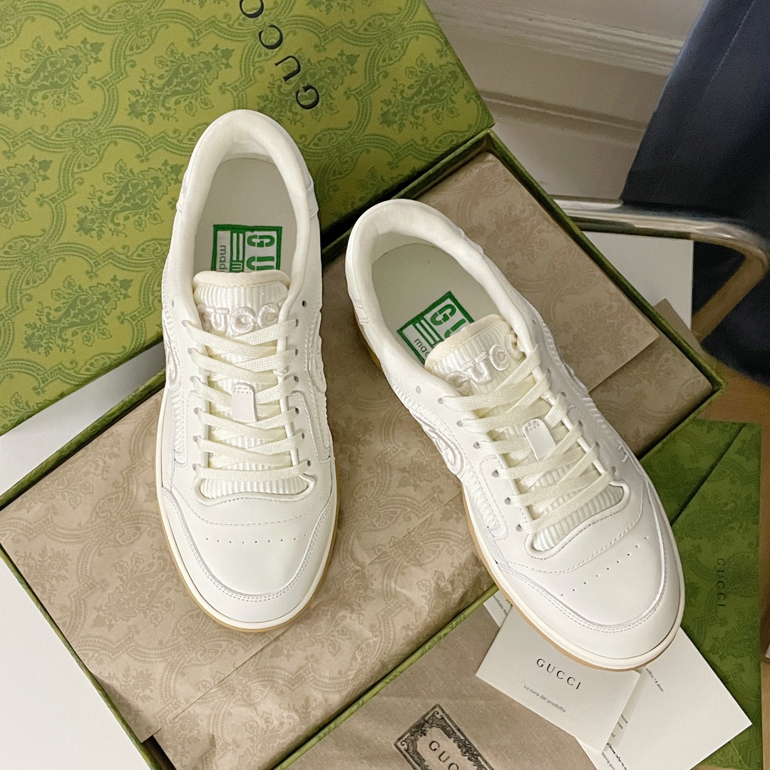 Gucci Buty do deskorolki Buty sportowe Beżowy Biały Unisex Kobiety Mężczyźni Skóra krowia TPU Vintage Casual