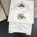 Hermes Clothing Sweatshirts Black White Printing Unisex Cotton Spring Collection