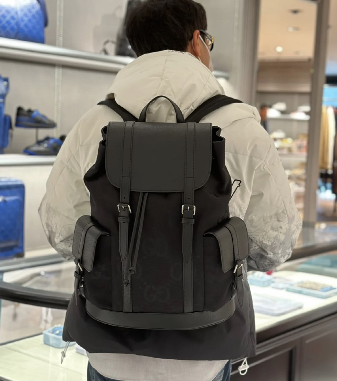 Gucci Black large logo canvas backpack