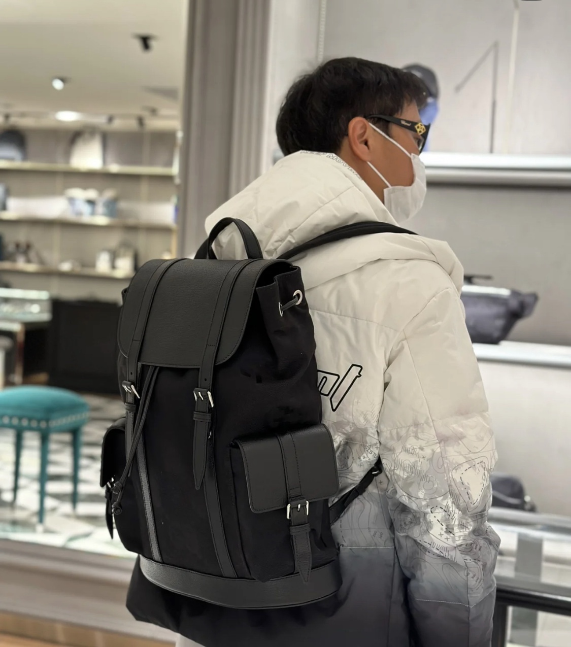 Gucci Black large logo canvas backpack