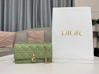 Dior Top
 Clutches & Pouch Bags Blue Green Sky Sheepskin Lady Chains