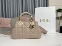 Best Quality Replica
 Dior Lady AAAA
 Handbags Crossbody & Shoulder Bags Black Milk Tea Color Gold Hardware Cowhide
