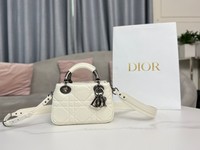 Top Sale
 Dior Lady Handbags Crossbody & Shoulder Bags Black White Cowhide Mini