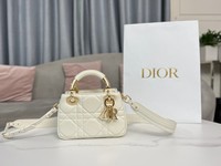 Dior Lady Fashion
 Handbags Crossbody & Shoulder Bags Black Gold White Hardware Cowhide Mini