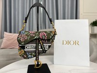 Dior Saddle Bags Best Replica 1:1
 Gold Green Embroidery Vintage
