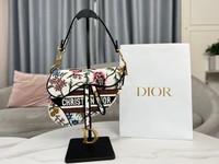 Dior Saddle Bags Gold White Embroidery Vintage