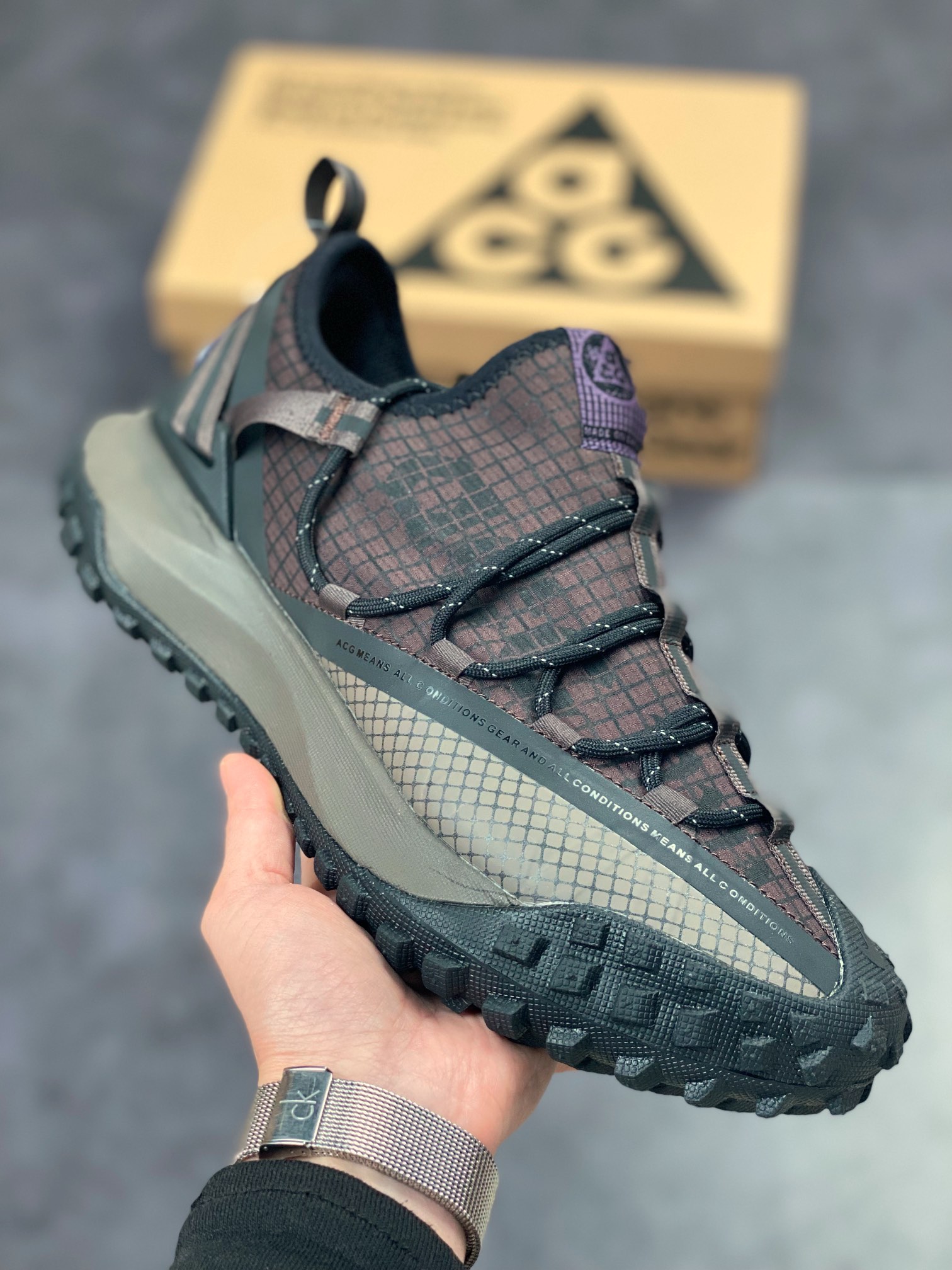210 Nike ACG Mountain Fly Low GORE-TEX 户外登山运动鞋/黑棕炭灰紫DC9045-200