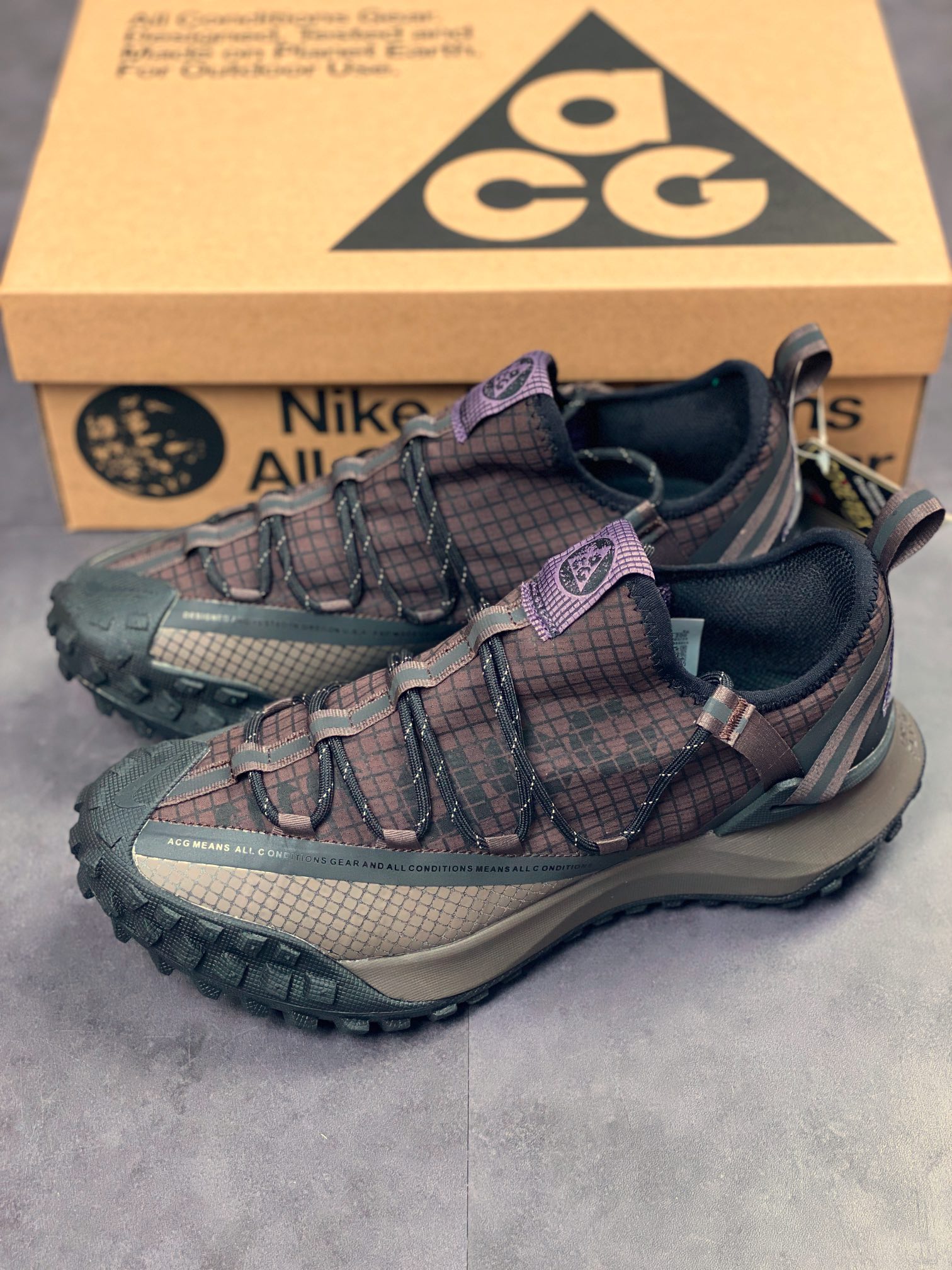210 Nike ACG Mountain Fly Low GORE-TEX 户外登山运动鞋/黑棕炭灰紫DC9045-200