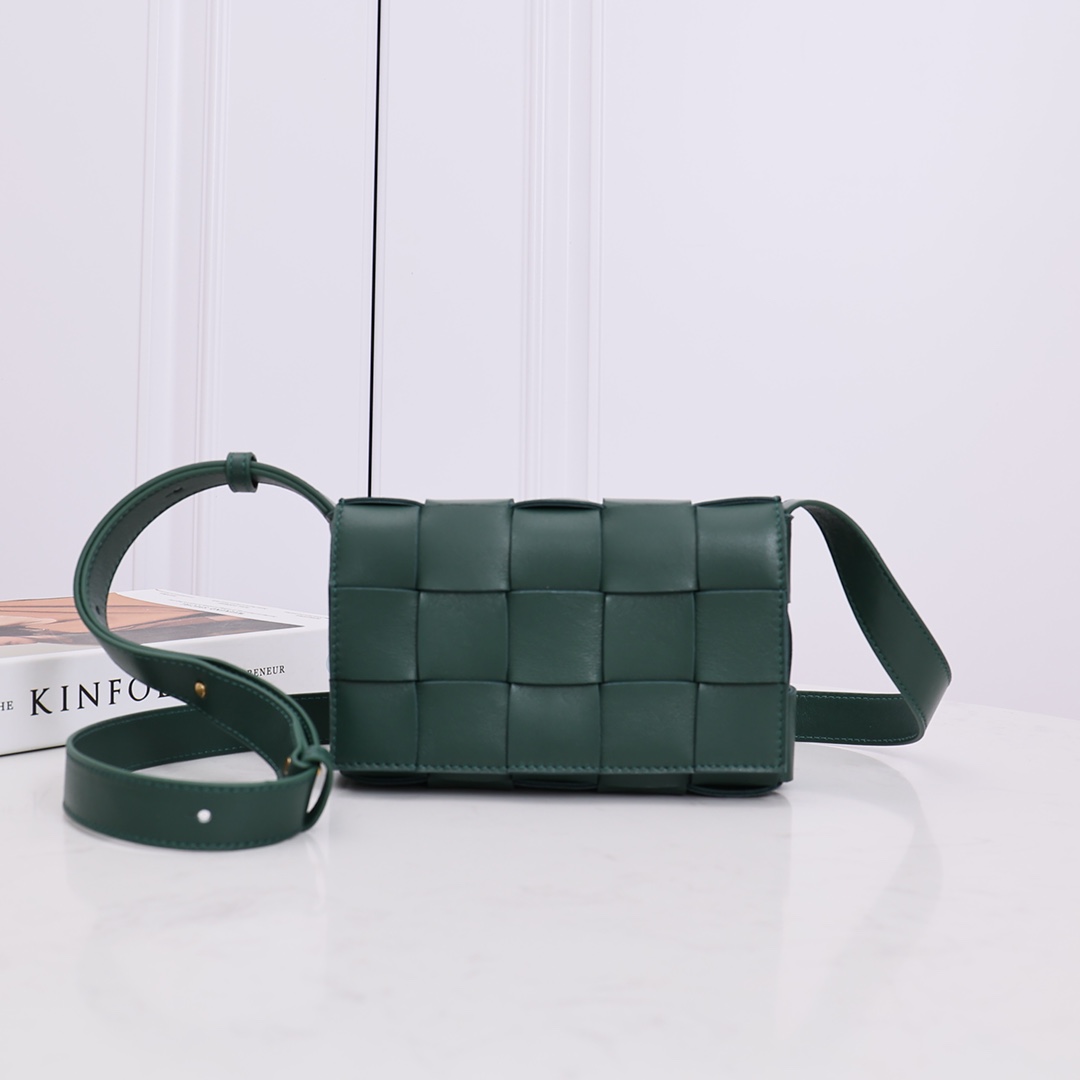 Small Woven Crossbody Bag Clutch Lambskin Rain Tree Green