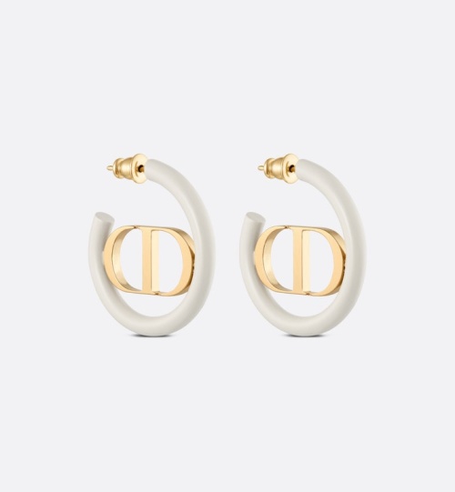 Dior 30 Montaigne Earrings - Gray Ivory Lacquer & Gold Finish Metal CD Logo 1 Dior 30 Montaigne Earrings - Gray Ivory Lacquer & Gold Finish Metal CD Logo